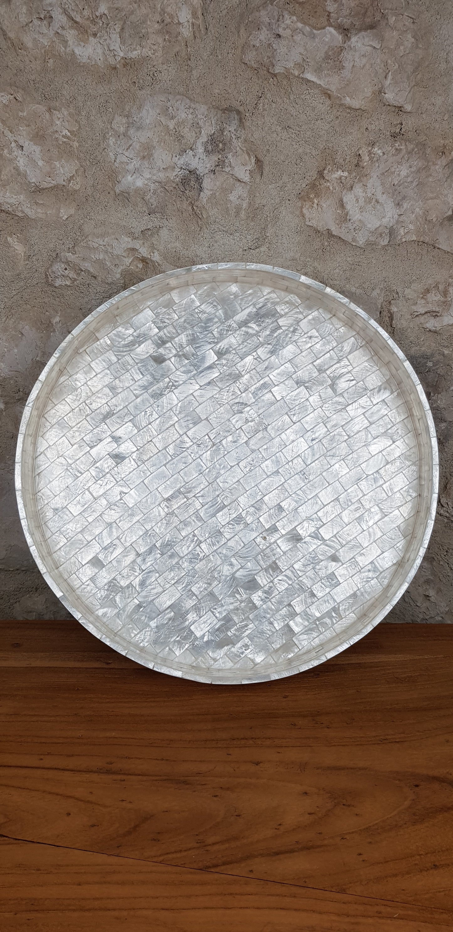 Plateau en nacre rond D 35 cm