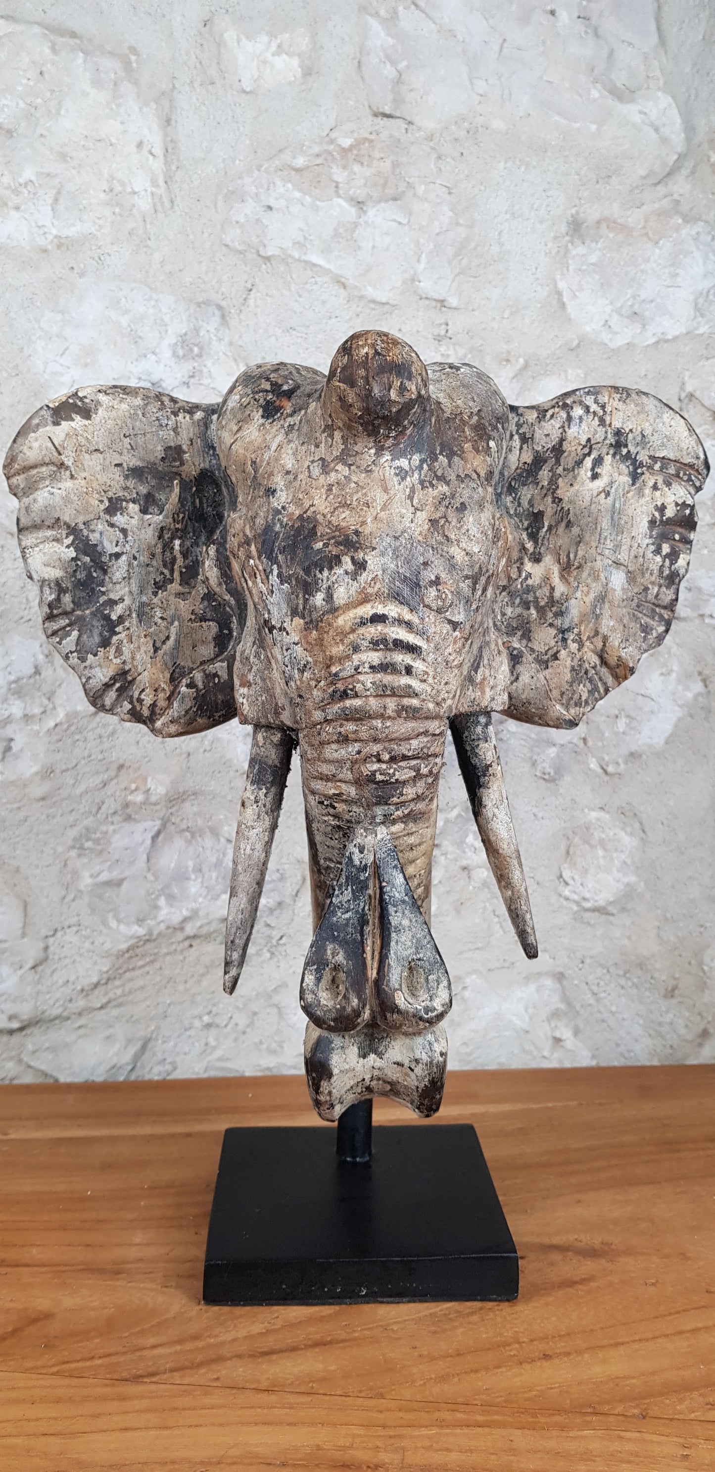 Sculpture en bois tête d'éléphant différentes tailles