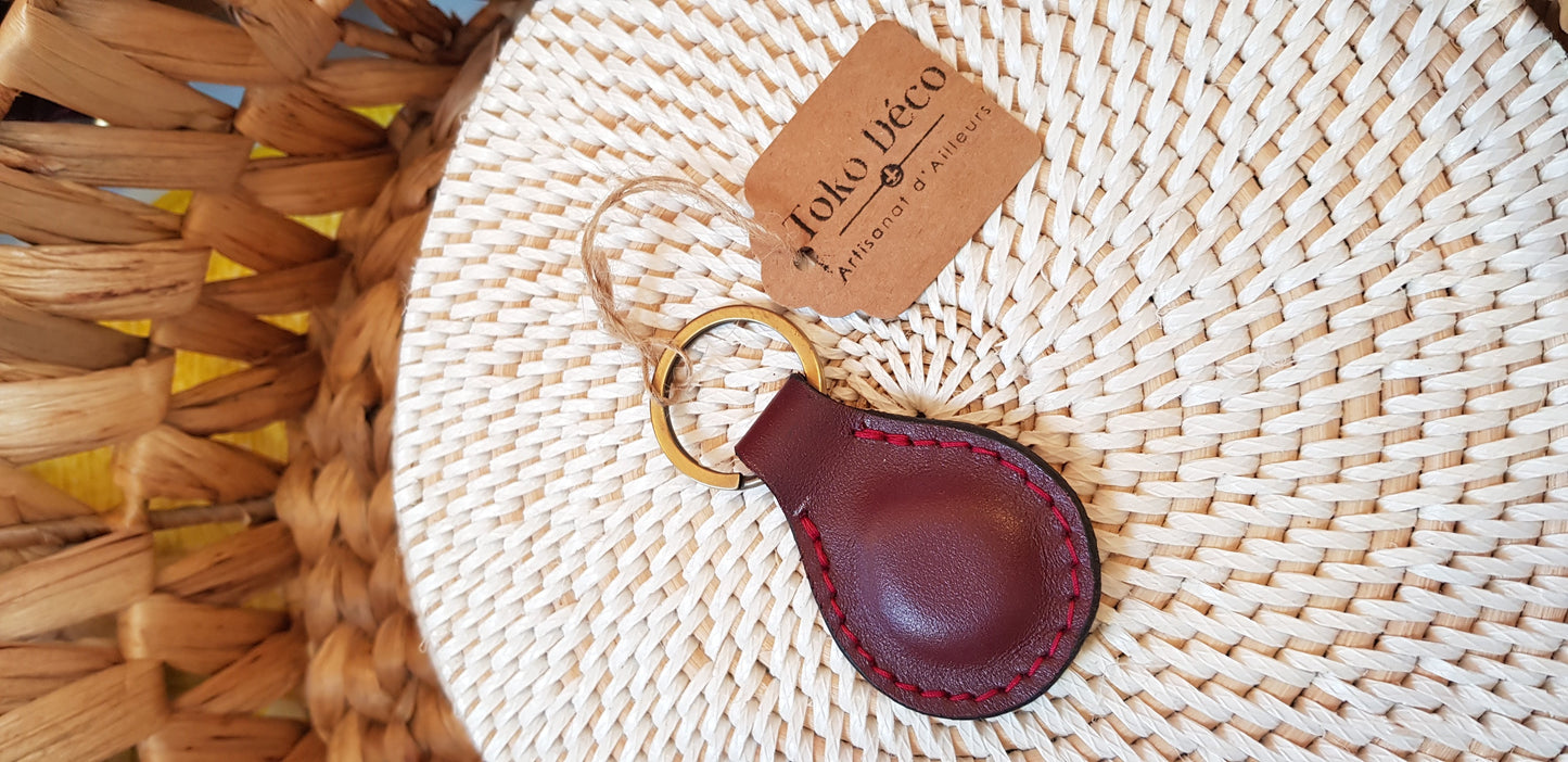 Porte-clés arrondi en cuir