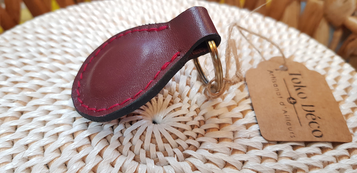 Porte-clés arrondi en cuir