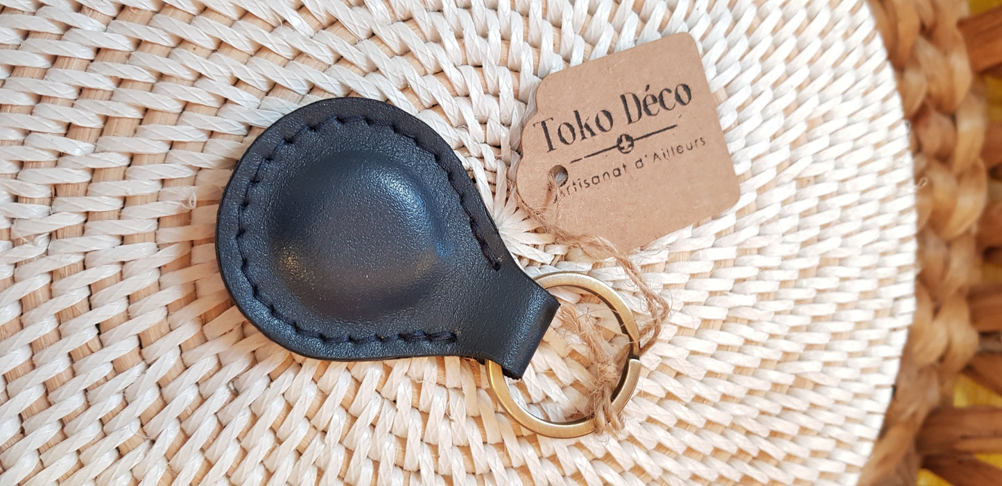 Porte-clés arrondi en cuir