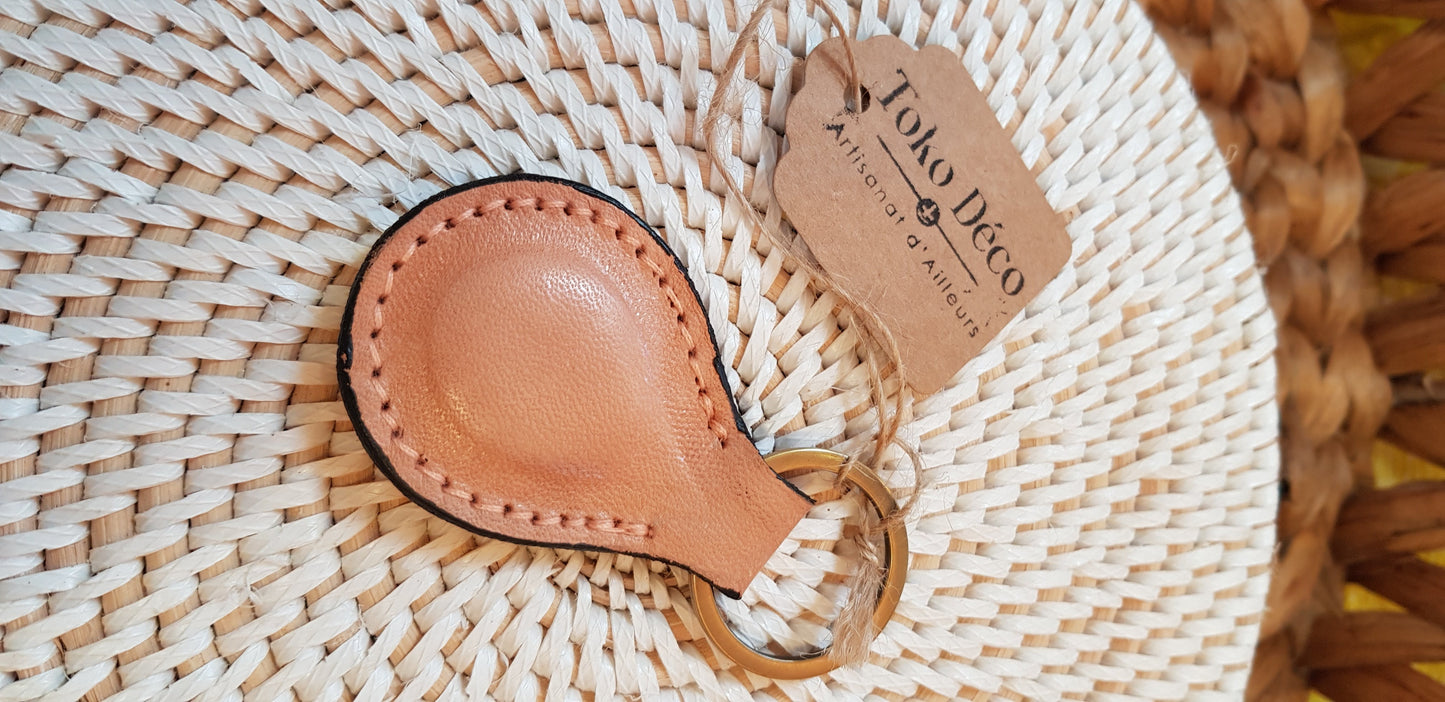 Porte-clés arrondi en cuir