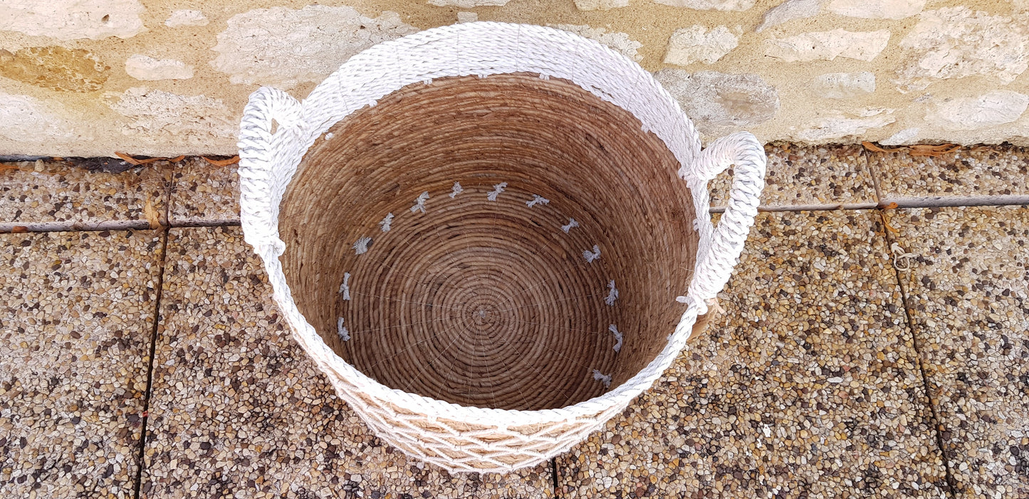 Panier en feuille de Banane et jonc de mer D 40 cm