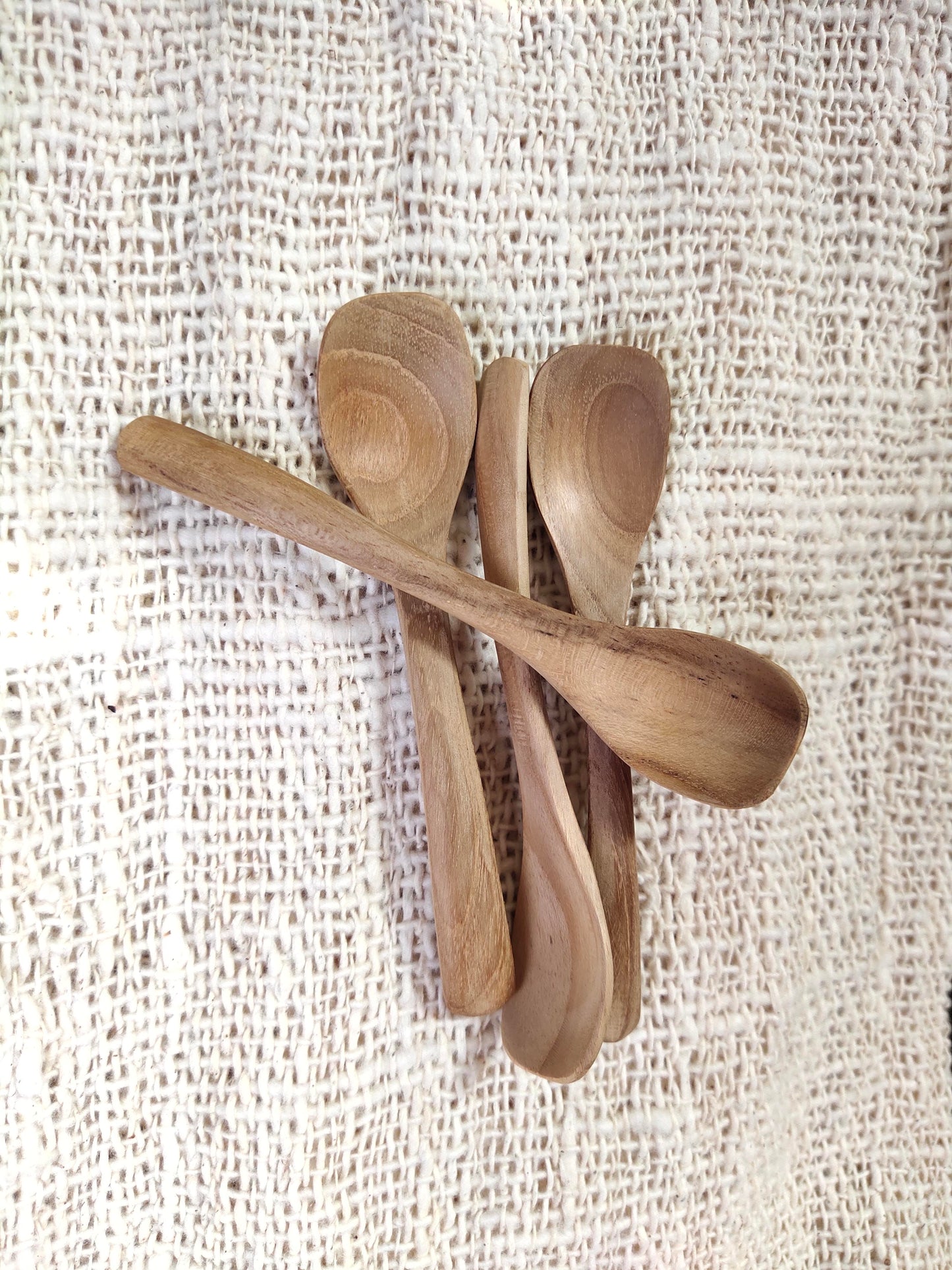 Cuillère à café ou dessert en bois de teck de 12 cm