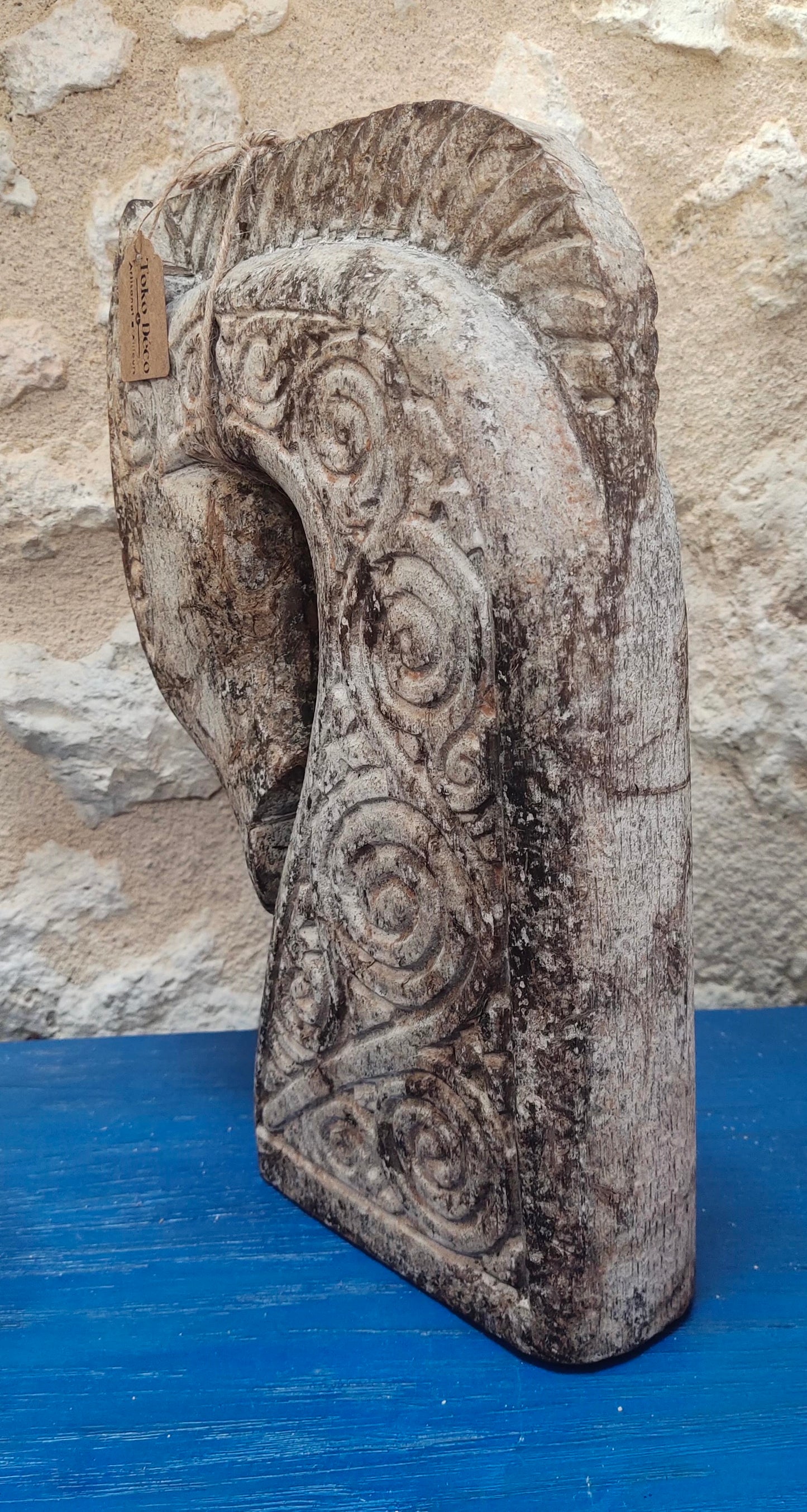 Sculpture primitive d'un buste de cheval H 33 cm