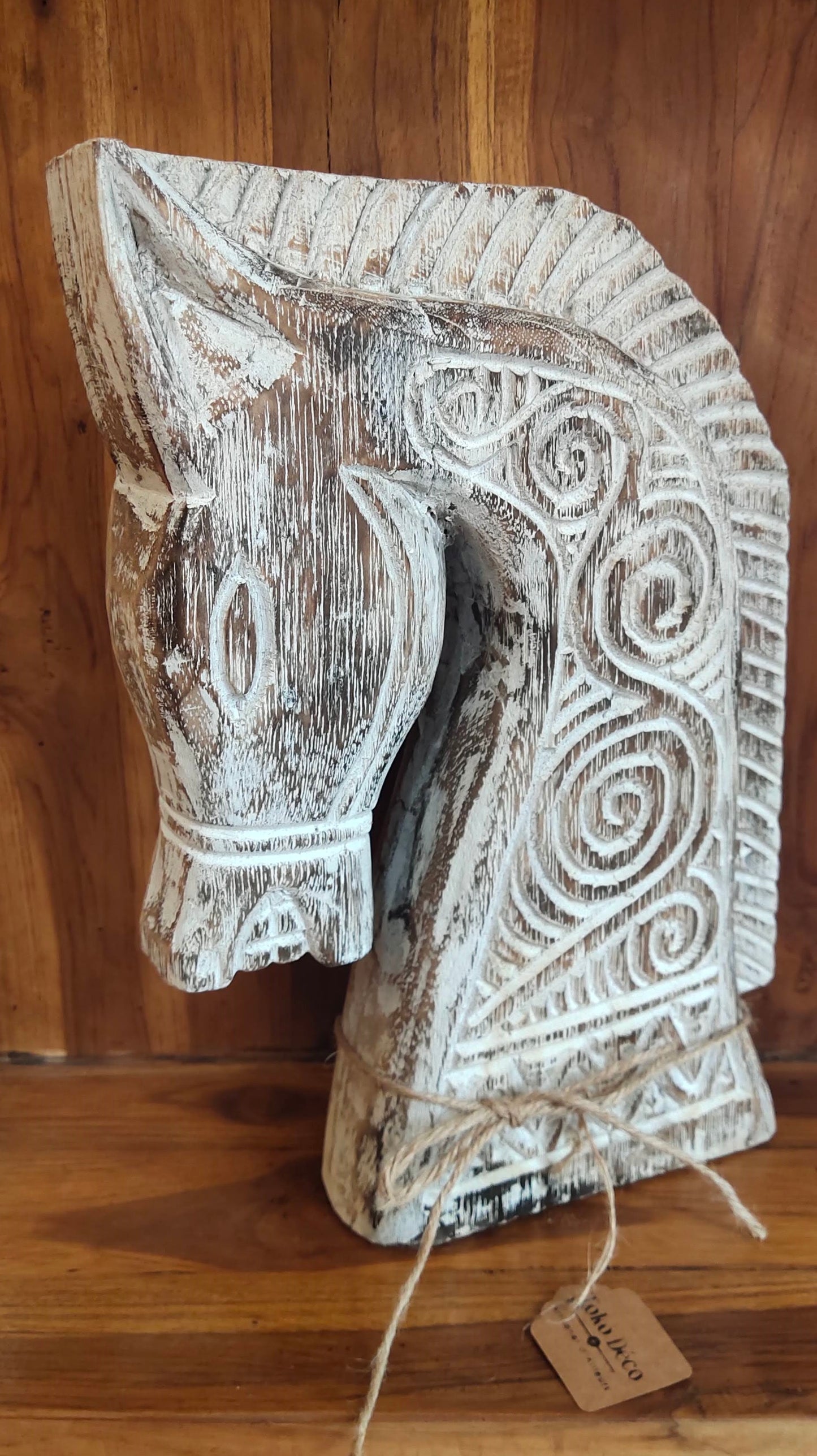 Sculpture primitive d'un buste de cheval H 33 cm