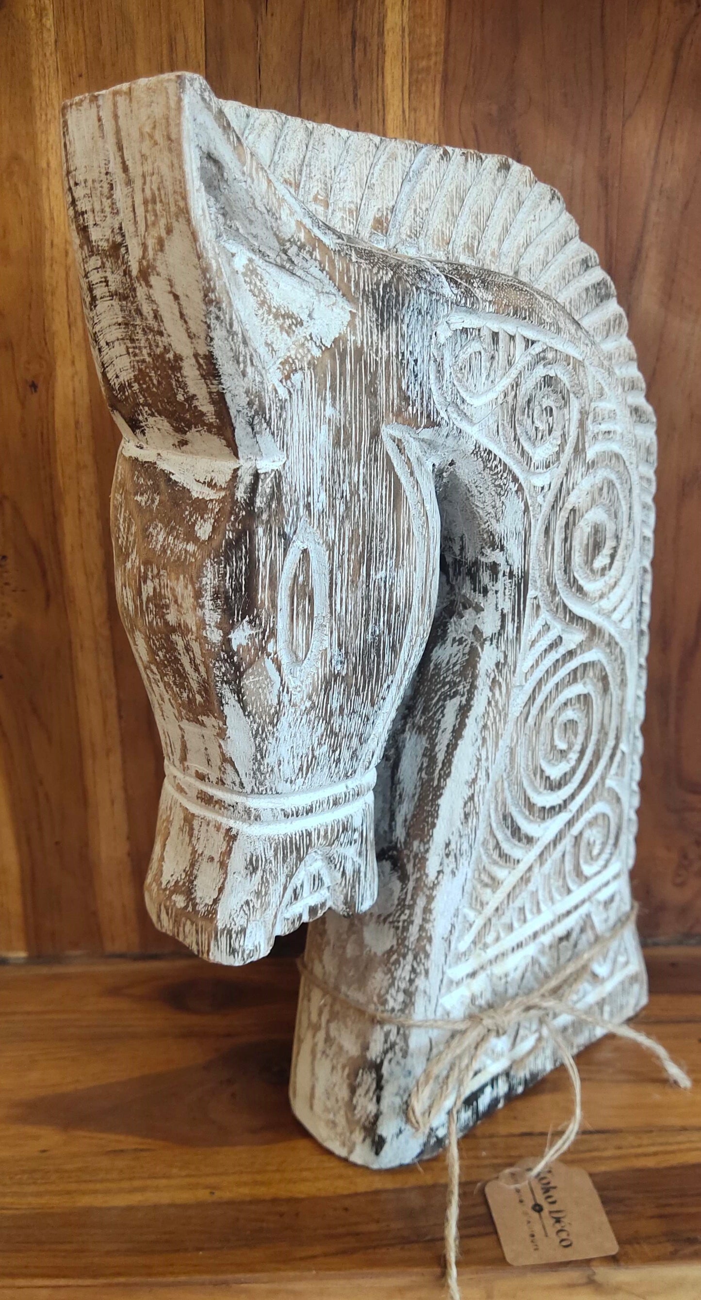 Sculpture primitive d'un buste de cheval H 33 cm