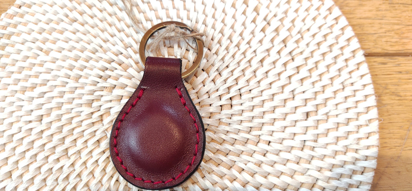 Porte-clés arrondi en cuir