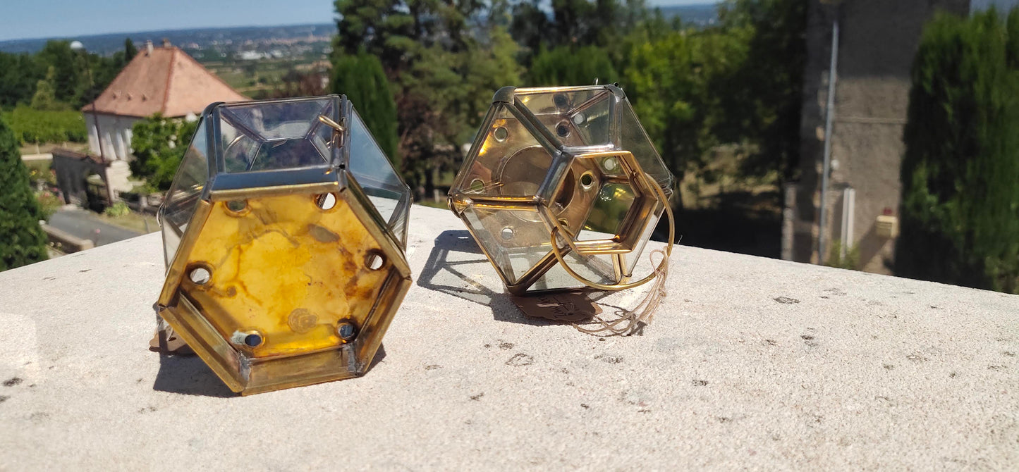 Lanterne hexagonale en laiton H 15 cm