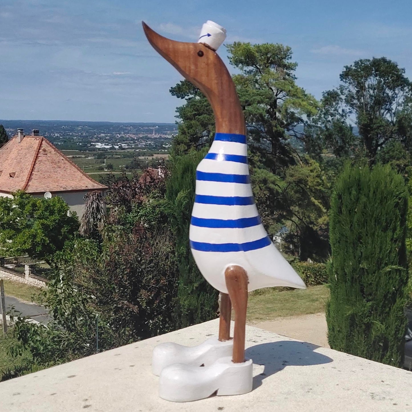 Canard marin avec bonnet en bois