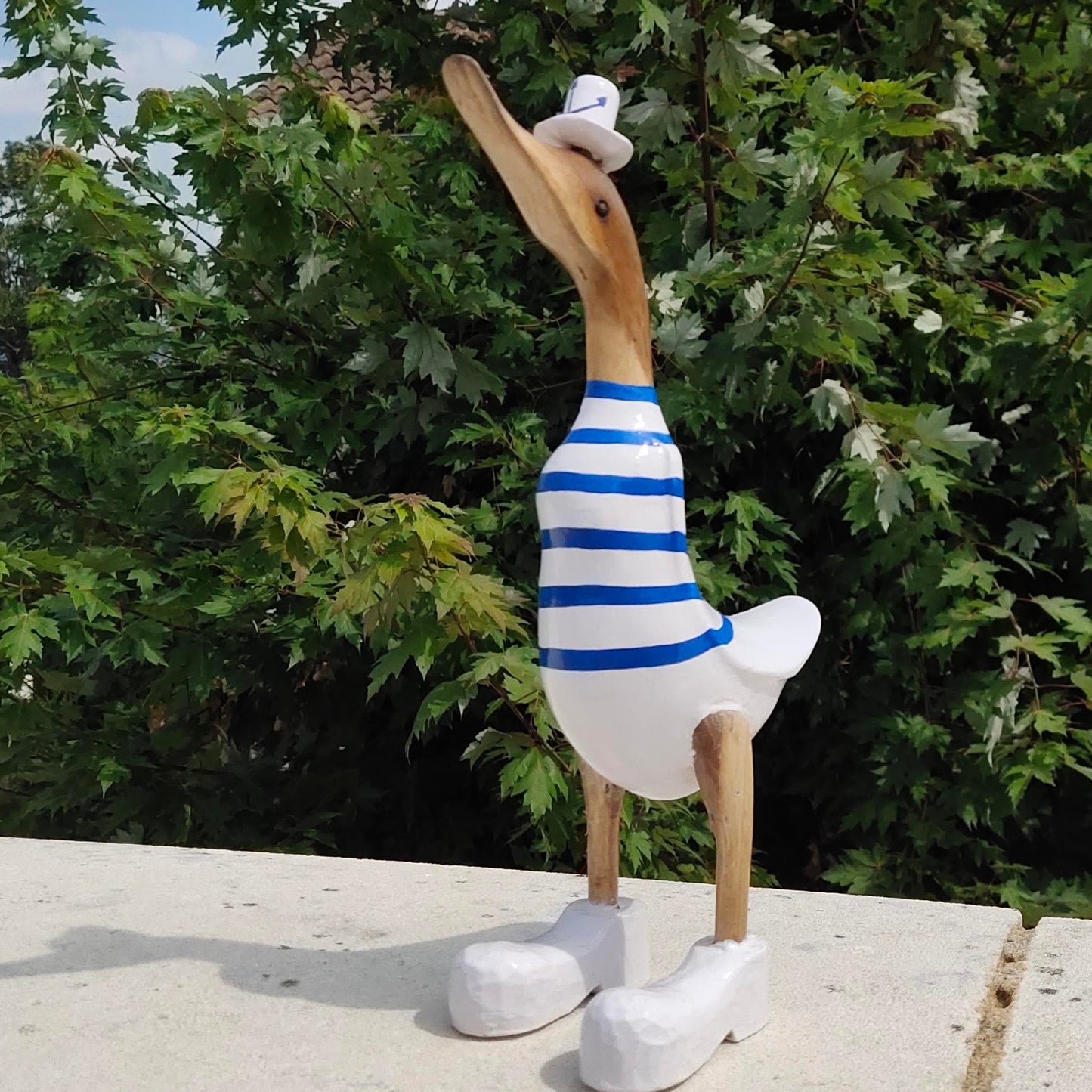 Canard marin avec chapeau en bois