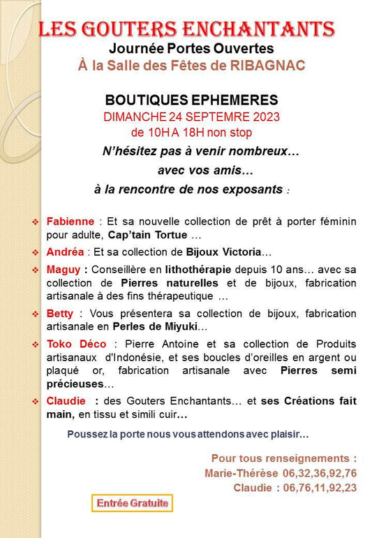 BOUTIQUES EPHEMERES DE RIBAGNAC le 24 septembre 2023