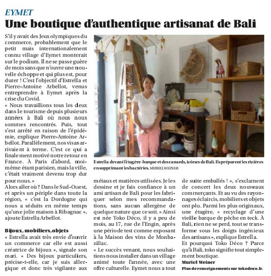 Article du 19 août dans le Sud-Ouest Dordogne