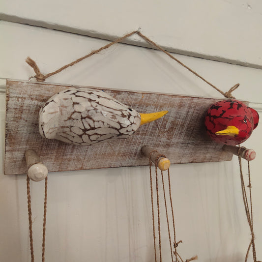 Porte torchon bois avec oiseaux