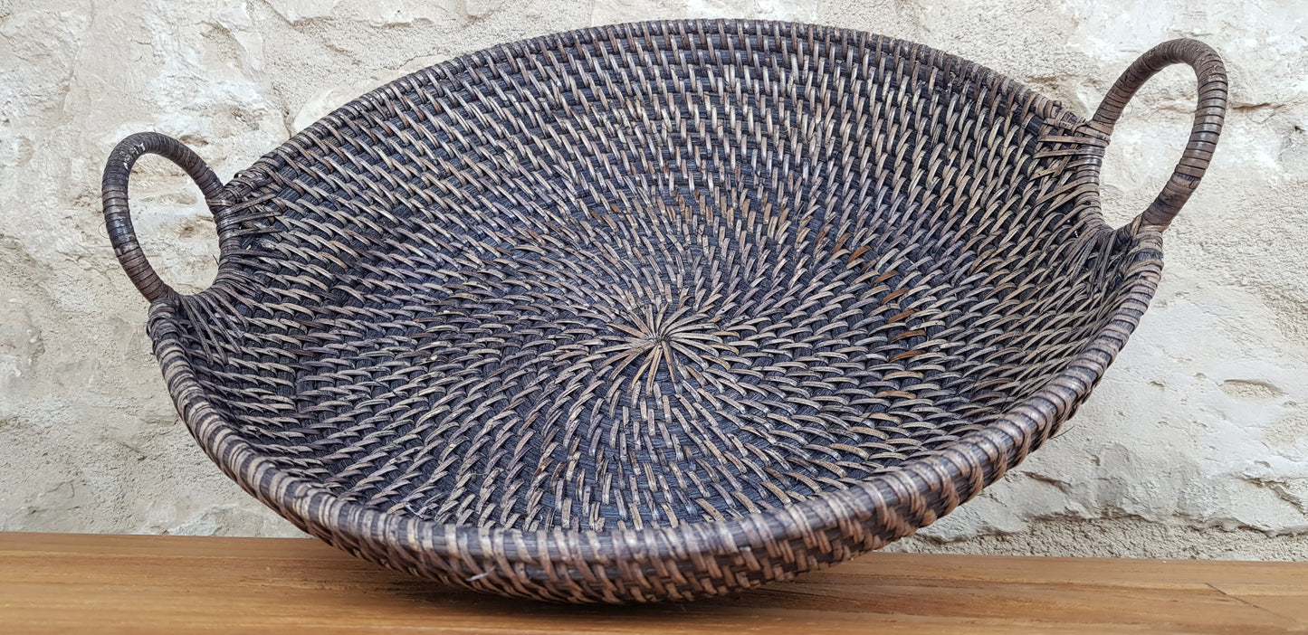 Corbeille ronde en rotin avec anse D33 cm