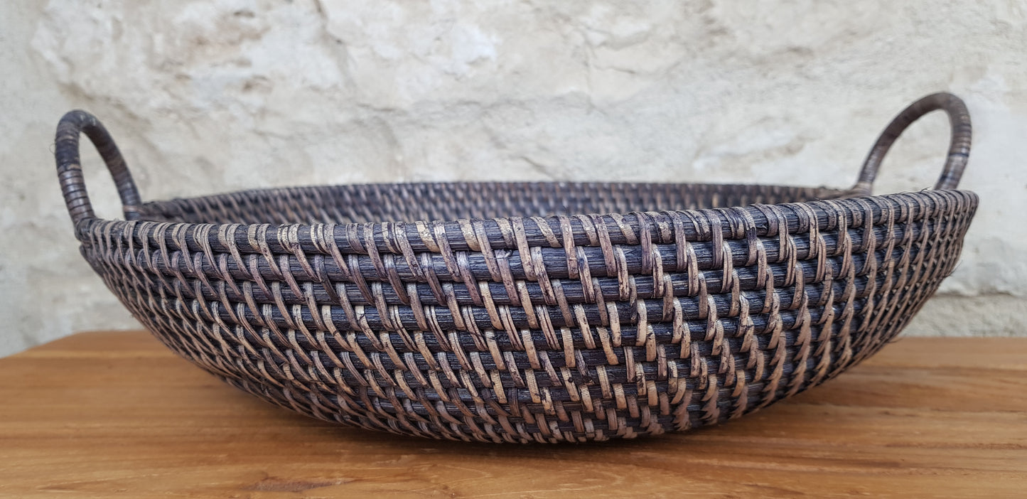 Corbeille ronde en rotin avec anse D33 cm