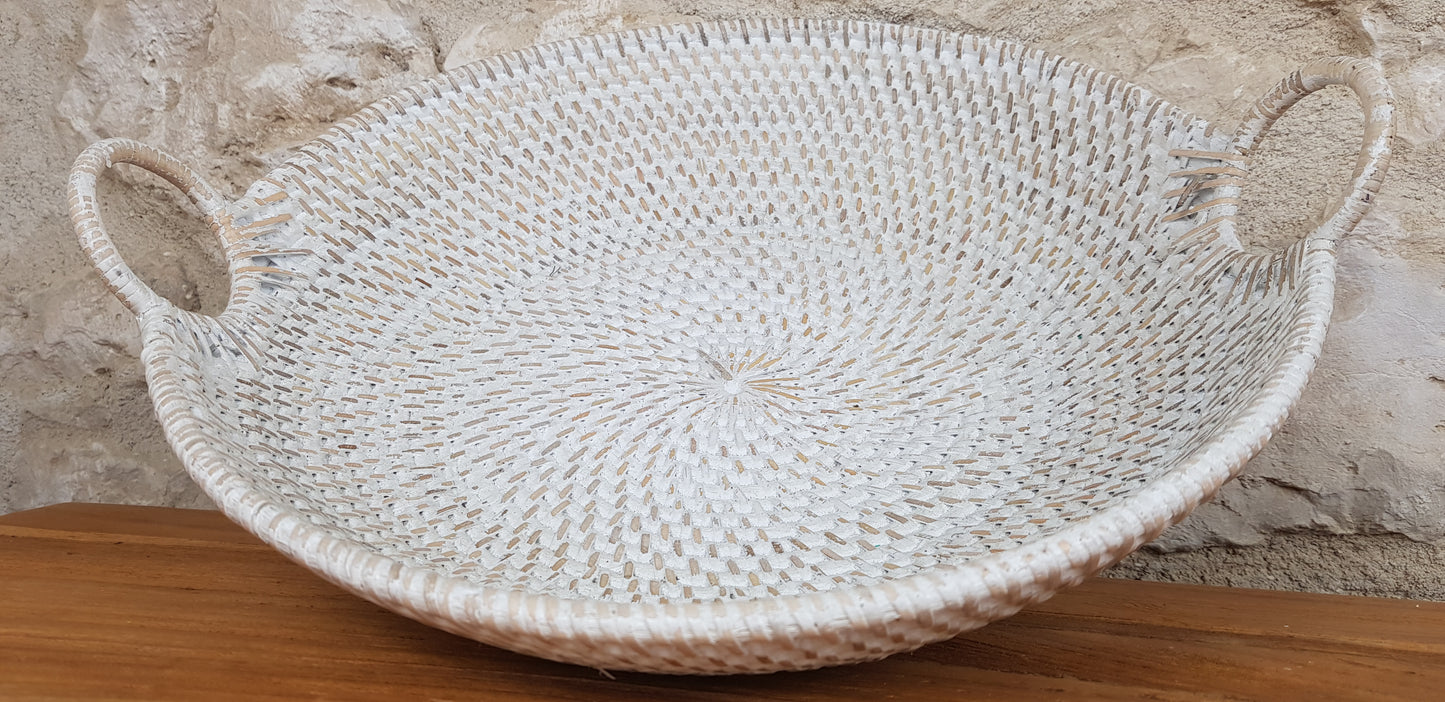 Corbeille ronde en rotin avec anse D33 cm