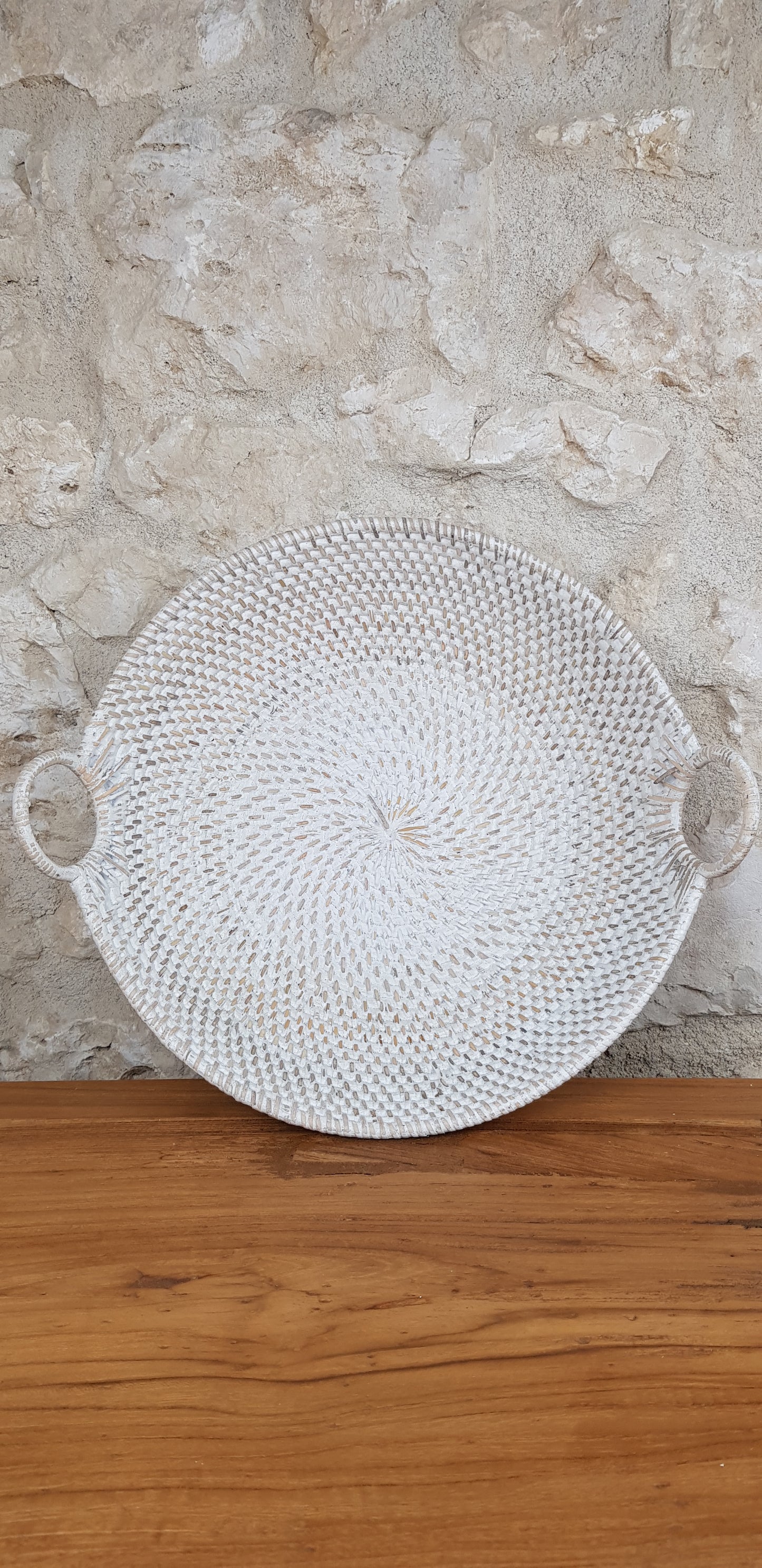 Corbeille ronde en rotin avec anse D33 cm