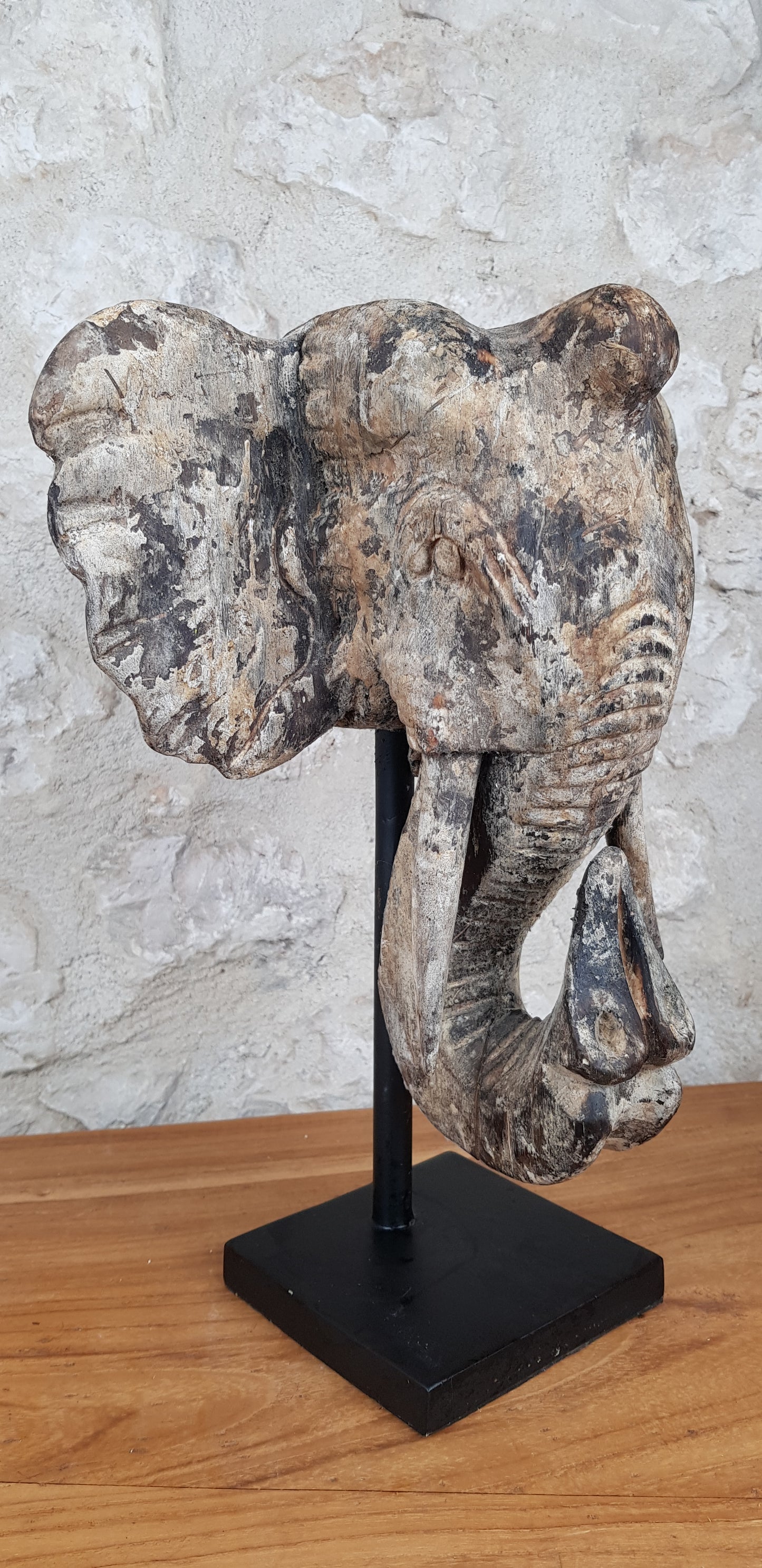 Sculpture en bois tête d'éléphant différentes tailles