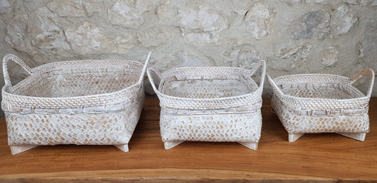 Panière en rotin & bambou avec anse de différentes tailles