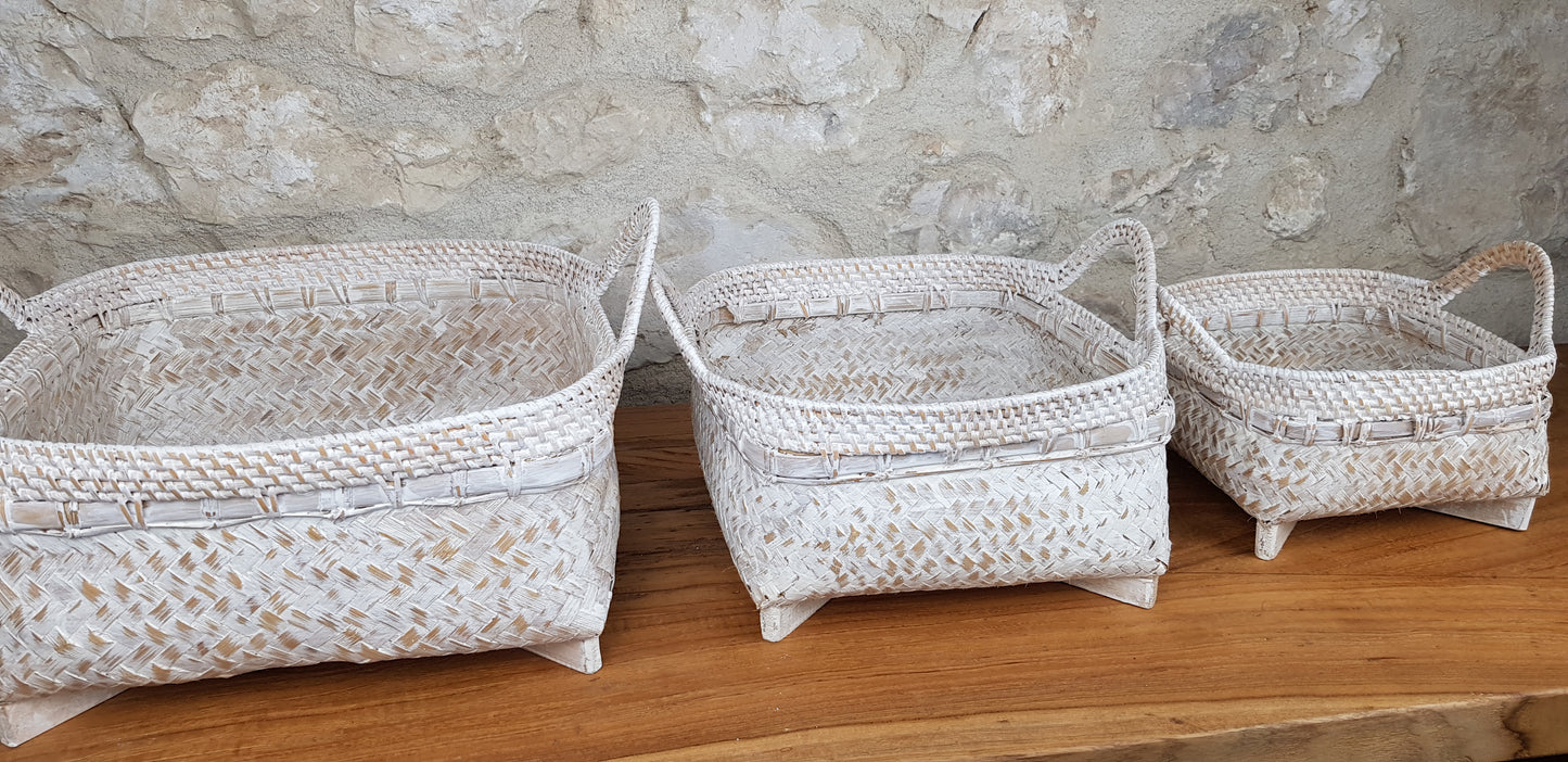 Panière en rotin & bambou avec anse de différentes tailles