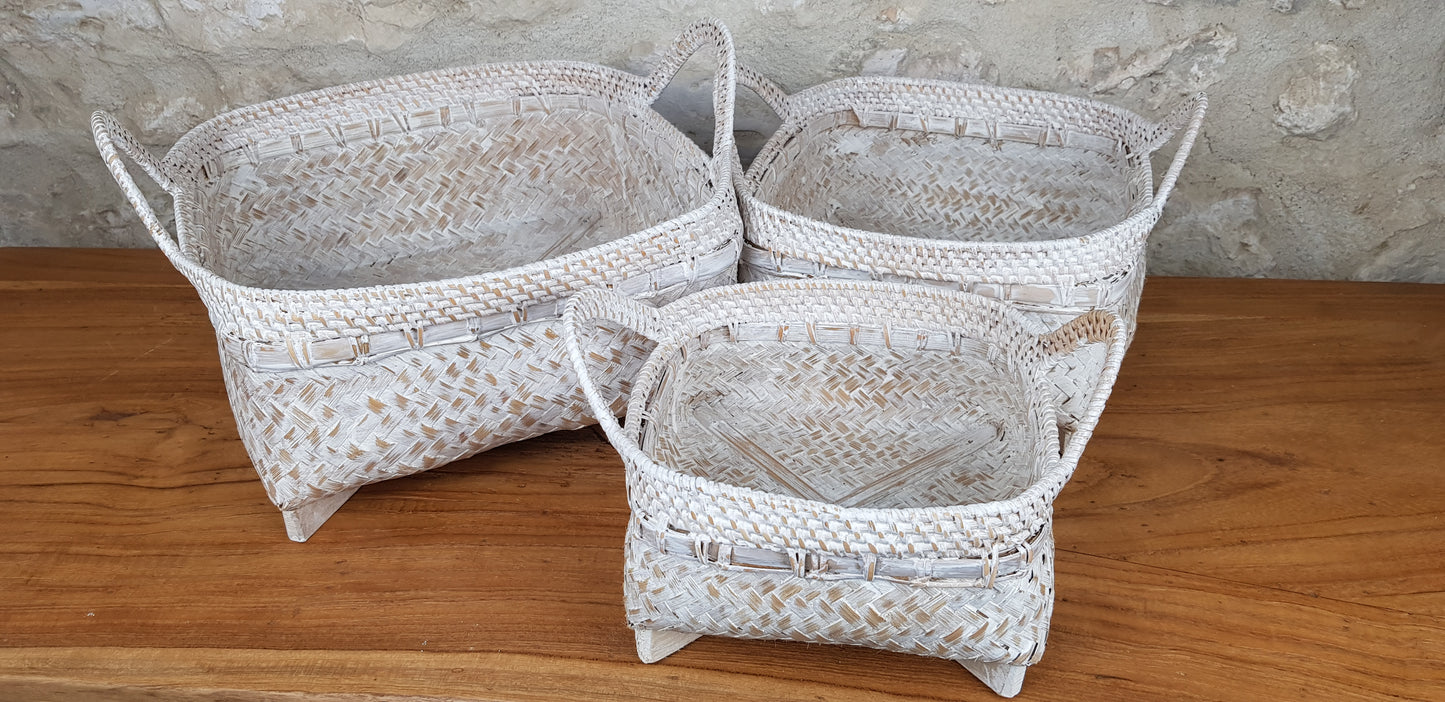 Panière en rotin & bambou avec anse de différentes tailles