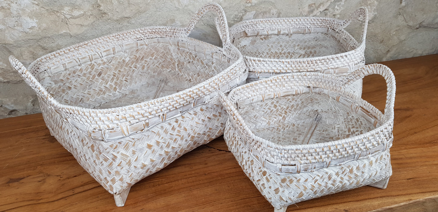 Panière en rotin & bambou avec anse de différentes tailles