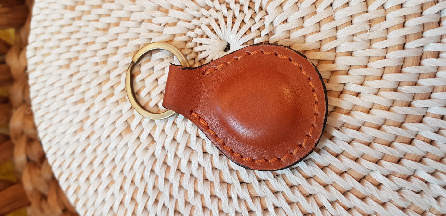 Porte-clés arrondi en cuir