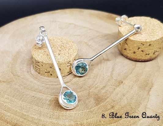 Boucles d'oreilles en argent pur avec Quartz vert bleu